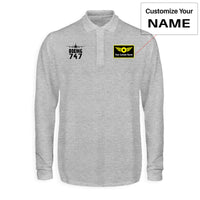 Thumbnail for Boeing 747 & Plane Designed Long Sleeve Polo T-Shirts