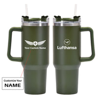 Thumbnail for Lufthansa Airlines Designed 40oz Stainless Steel Car Mug With Holder