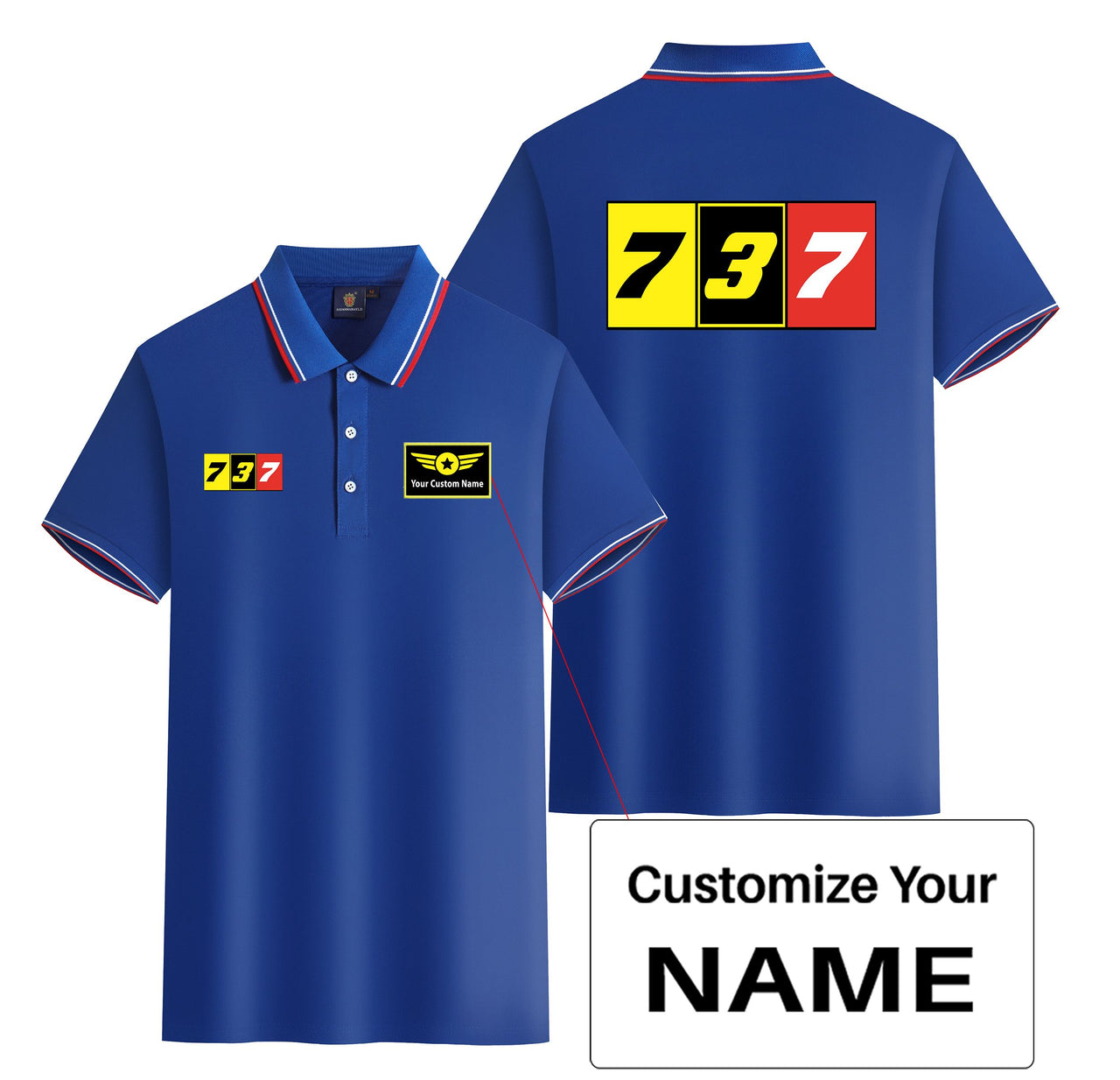 Flat Colourful 737 Designed Stylish Polo T-Shirts (Double-Side)