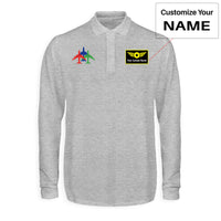 Thumbnail for Colourful 3 Airplanes Designed Long Sleeve Polo T-Shirts