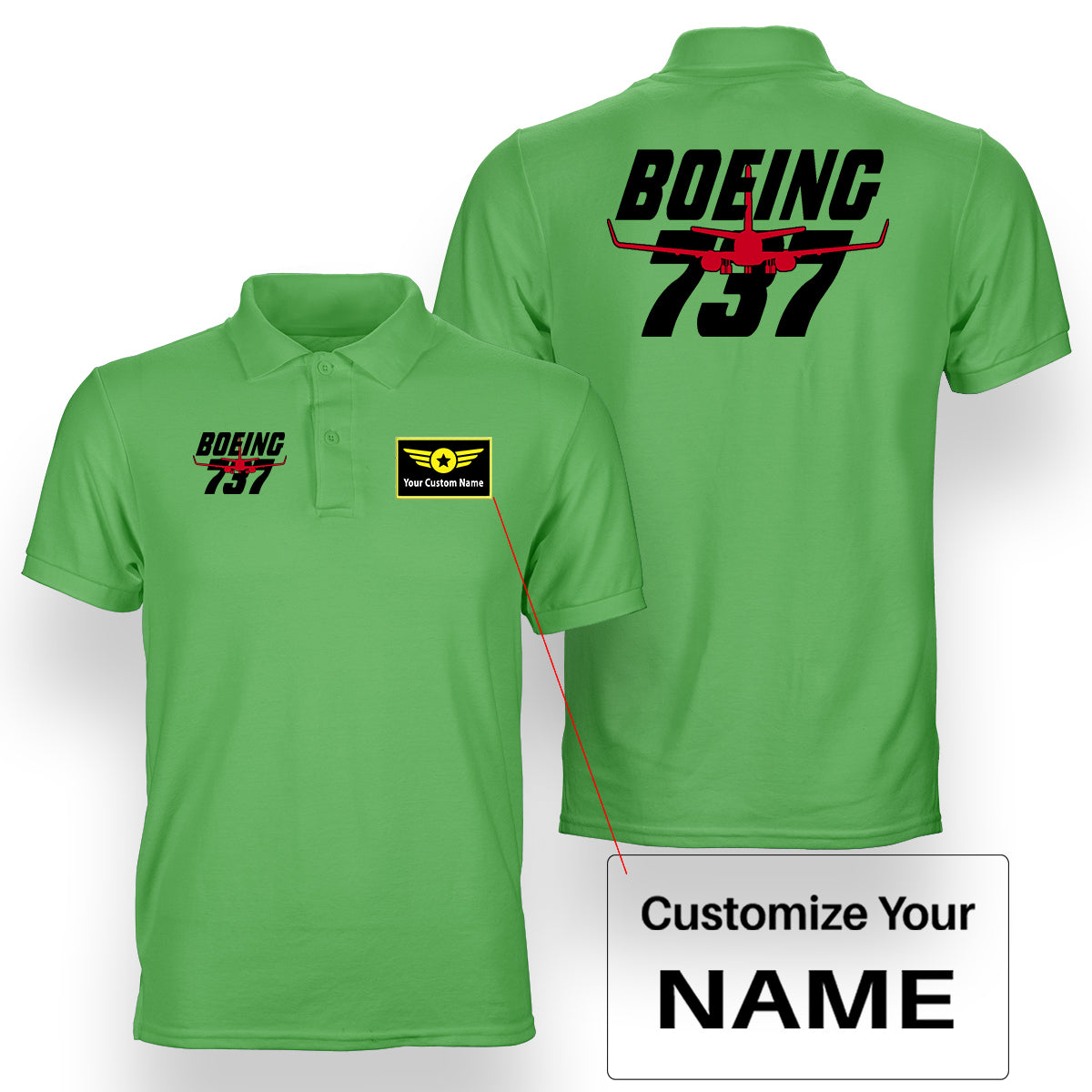 Amazing Boeing 737 Designed Double Side Polo T-Shirts