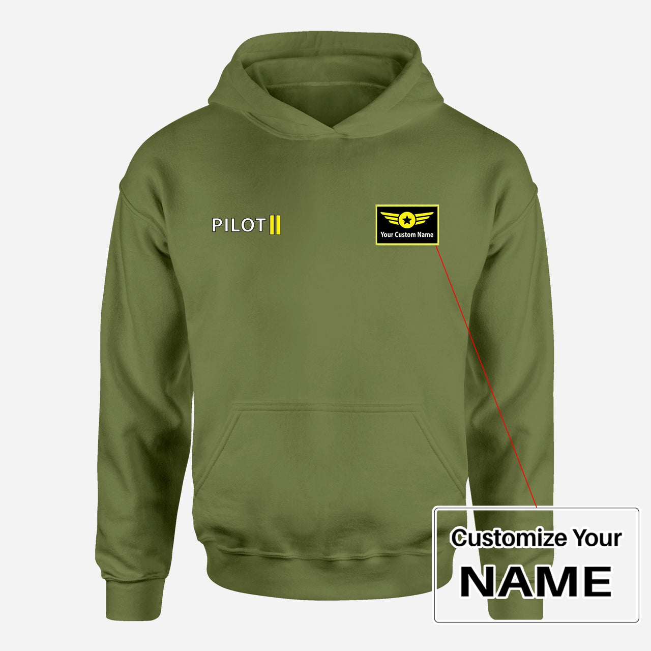 Pilot & Stripes (2 Lines) Designed Hoodies
