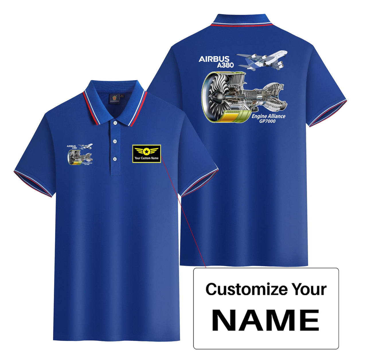 Airbus A380 & GP7000 Engine Designed Stylish Polo T-Shirts (Double-Side)