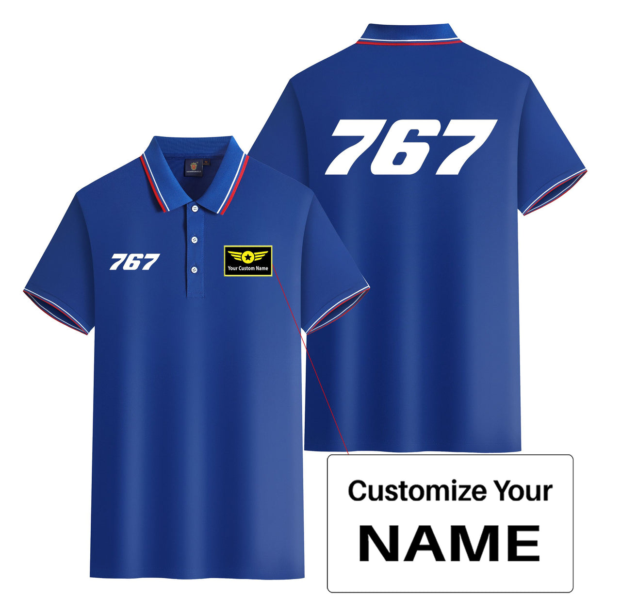 767 Flat Text Designed Stylish Polo T-Shirts (Double-Side)