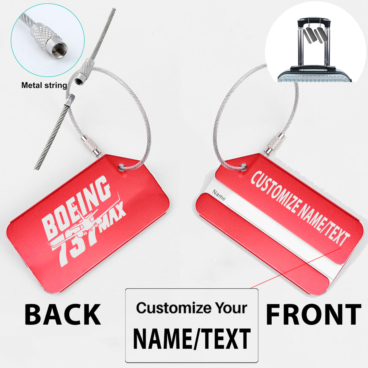 Amazing 737 Max Designed Fashion Metal Luggage Tags