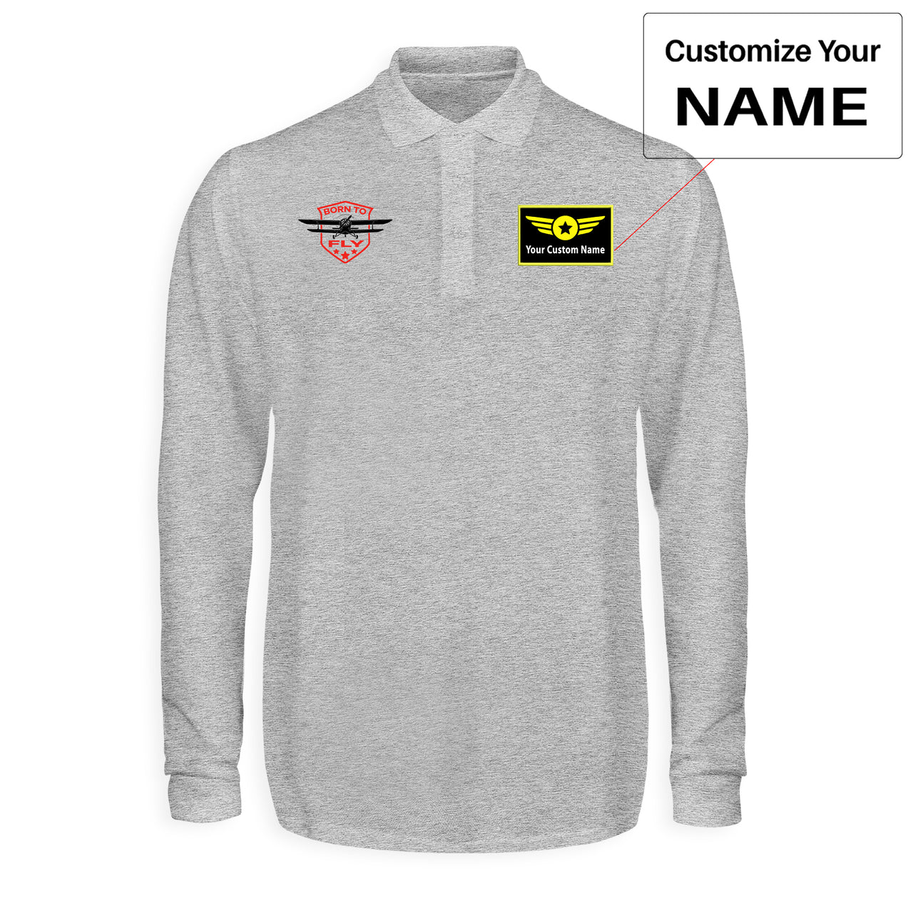 Super Born To Fly Designed Long Sleeve Polo T-Shirts