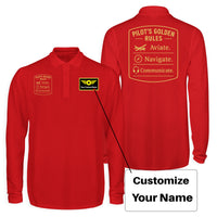 Thumbnail for Pilot's Golden Rules Designed Long Sleeve Polo T-Shirts (Double-Side)