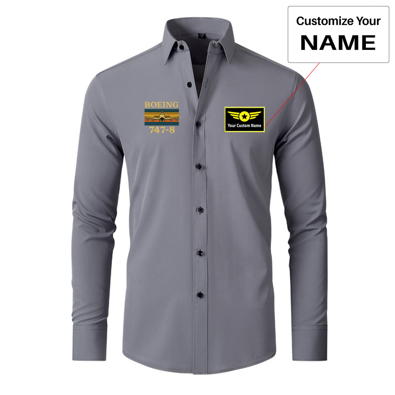 Retro Boeign 747-8 Designed Long Sleeve Shirts