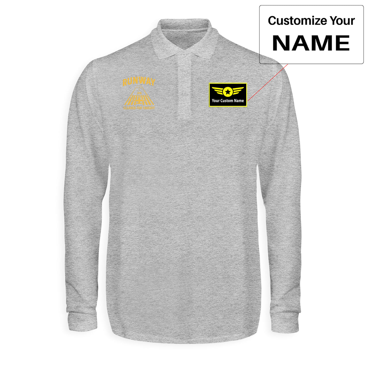Cleared For Takeoff Designed Long Sleeve Polo T-Shirts
