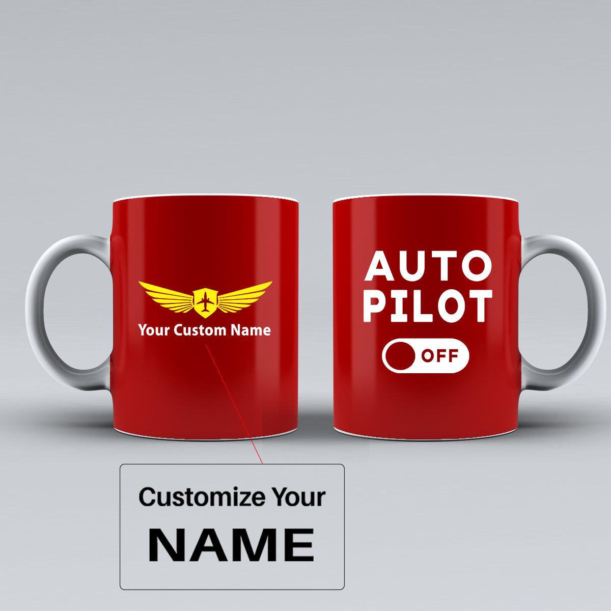 Auto Pilot Off Designed Ceramic White Mugs