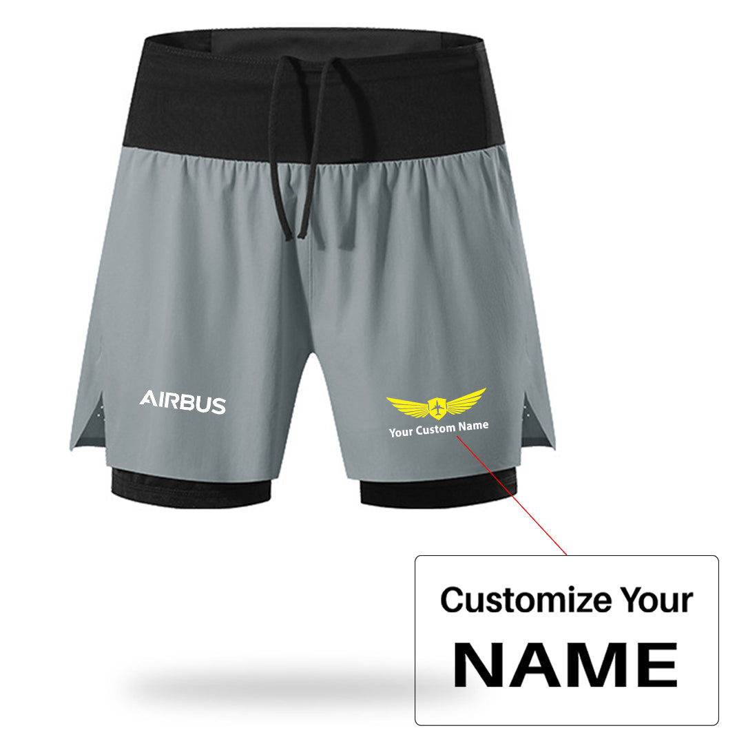 Airbus & Text Designed Quick Dry Fitness Shorts