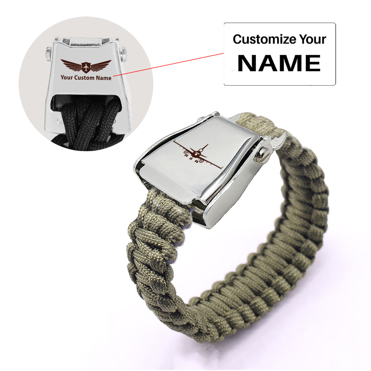 McDonnell Douglas MD-11 Silhouette Plane Design Airplane Seat Belt Bracelet