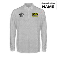Thumbnail for Douglas DC-3 & Plane Designed Long Sleeve Polo T-Shirts