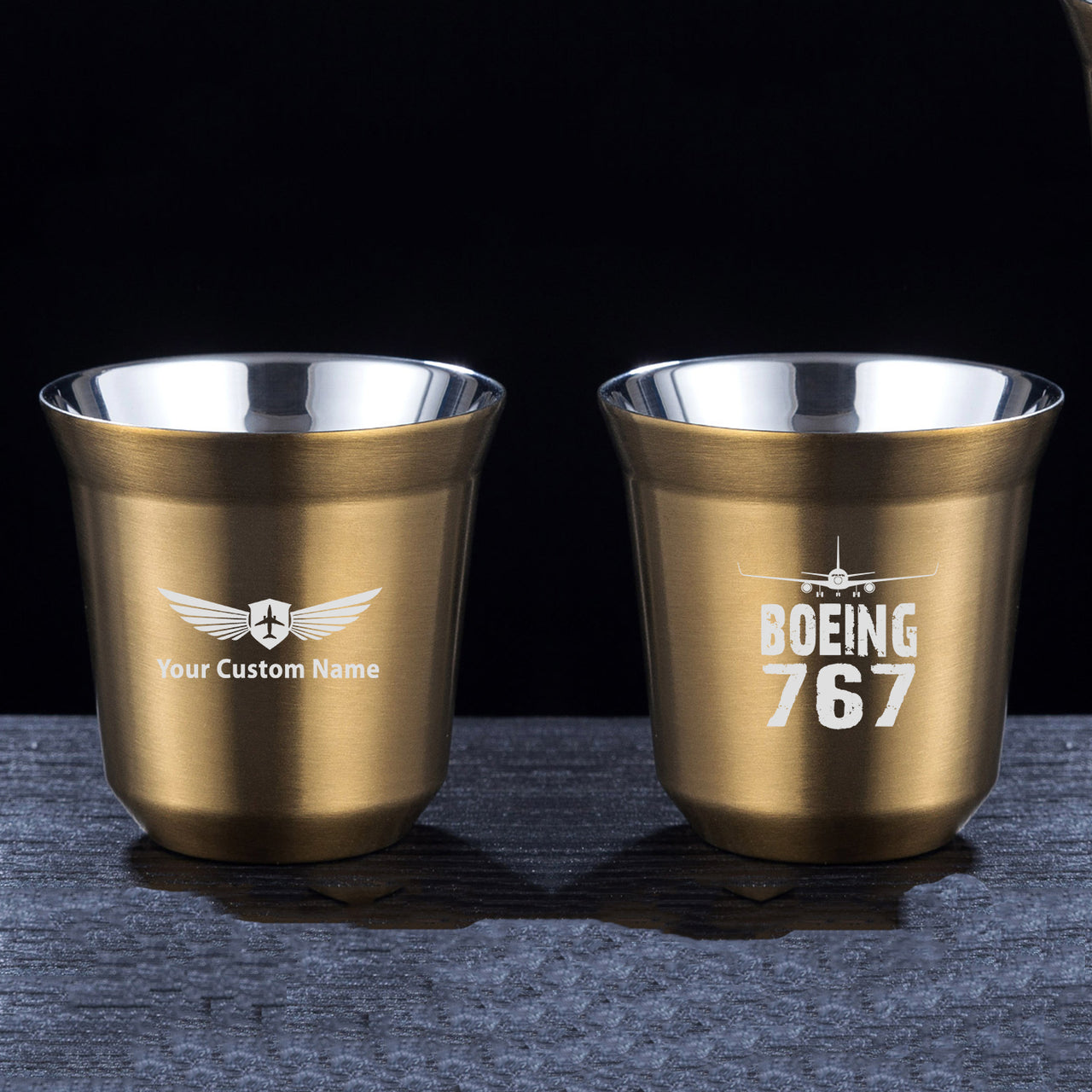 Boeing 767 & Plane Designed Double Wall Stainless Steel Coffee Mugs