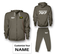 Thumbnail for Boeing 707 & Text Designed Zipped Hoodies & Sweatpants Set