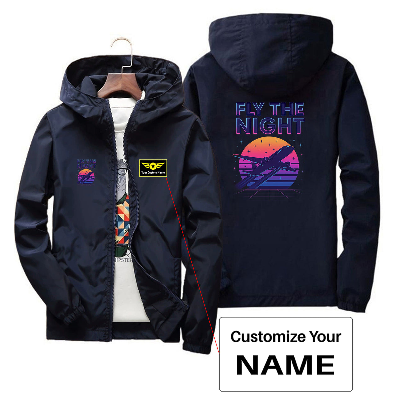 Fly The Night Designed Thin Windbreaker Jackets