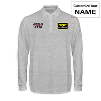 Thumbnail for Amazing Airbus A220 Designed Long Sleeve Polo T-Shirts