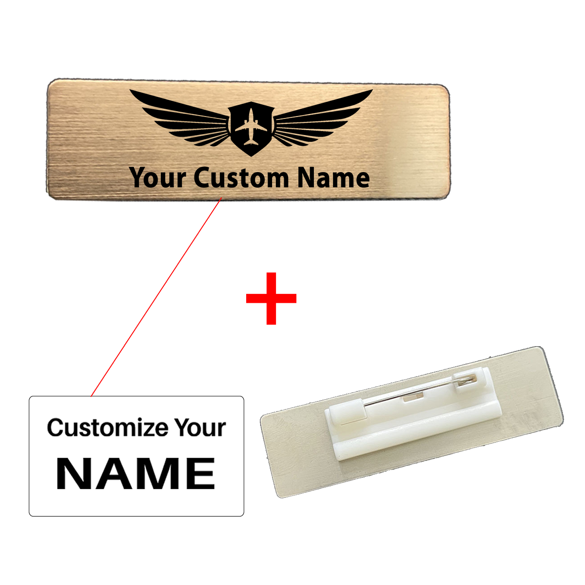 Your Custom Design Text Design 70*20MM Brooch Pin Badges