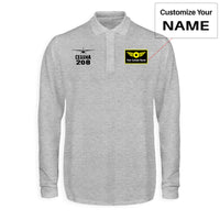 Thumbnail for Cessna 208 & Plane Designed Long Sleeve Polo T-Shirts