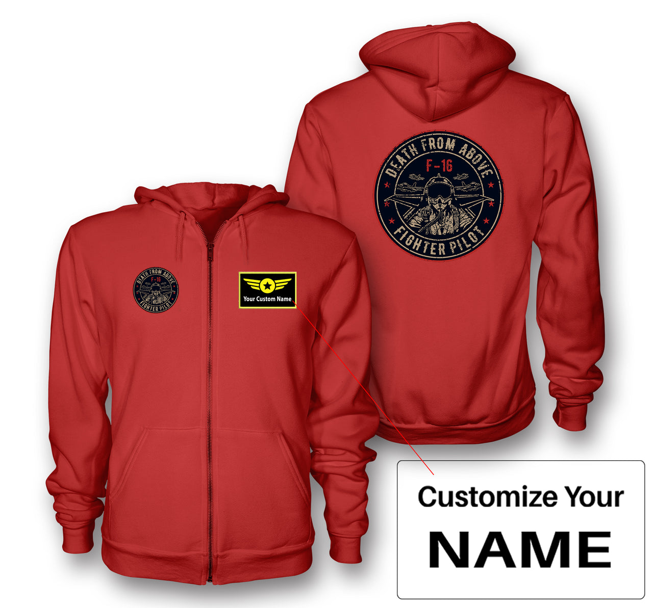 Fighter Jet 16 - Death From Above Designed Zipped Hoodies