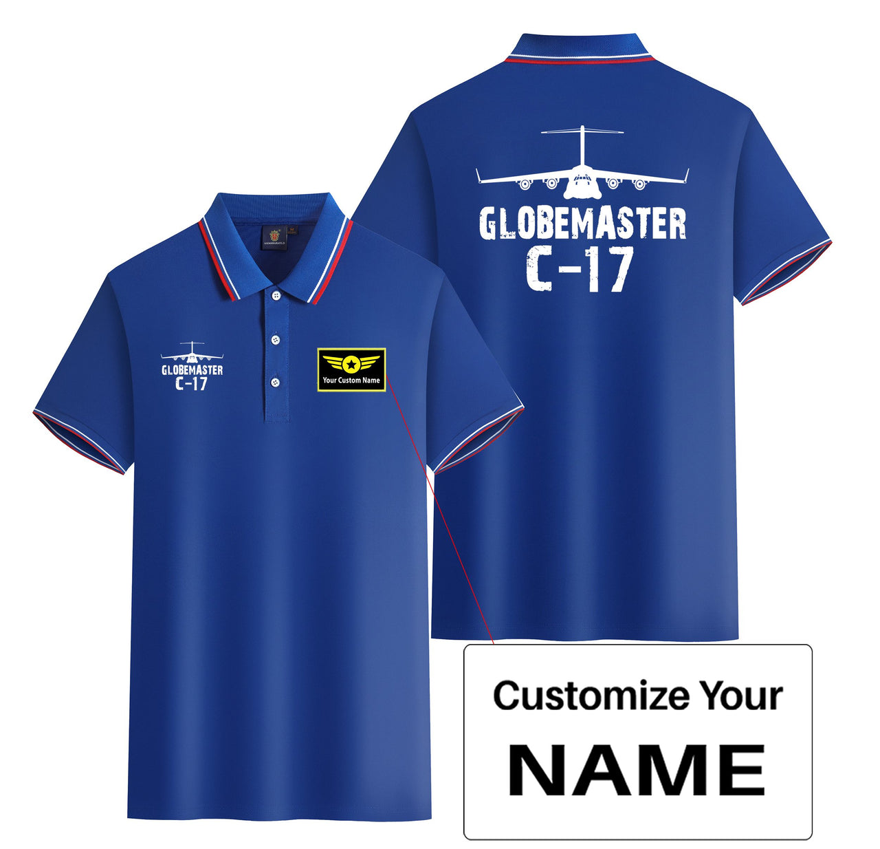 GlobeMaster C-17 & Plane Designed Stylish Polo T-Shirts (Double-Side)