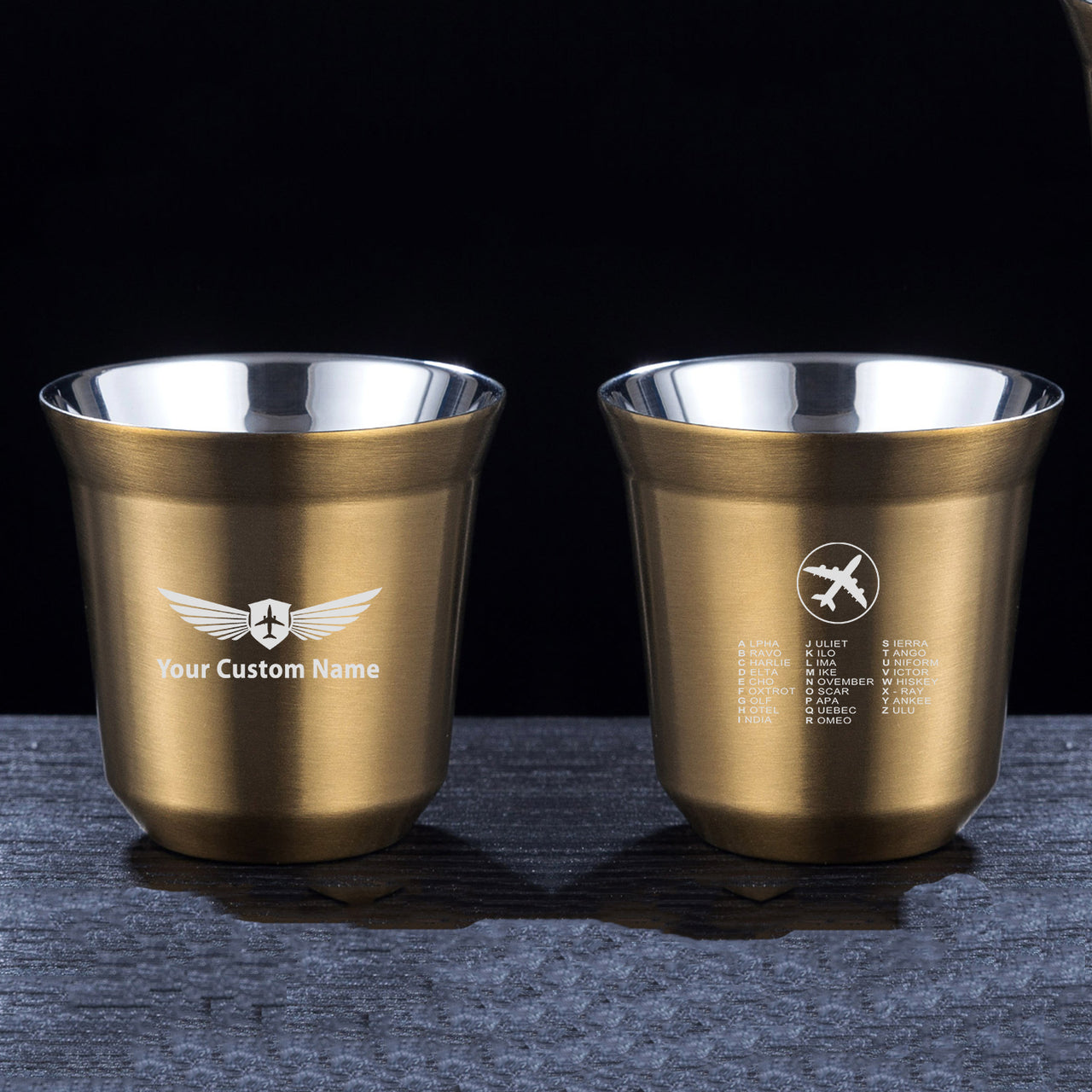 Aviation Alphabet 2 Designed Double Wall Stainless Steel Coffee Mugs