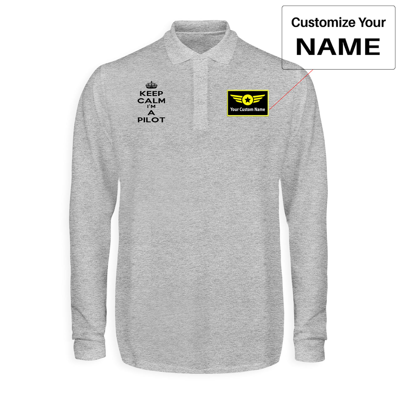 Keep Calm I'm a Pilot Designed Long Sleeve Polo T-Shirts