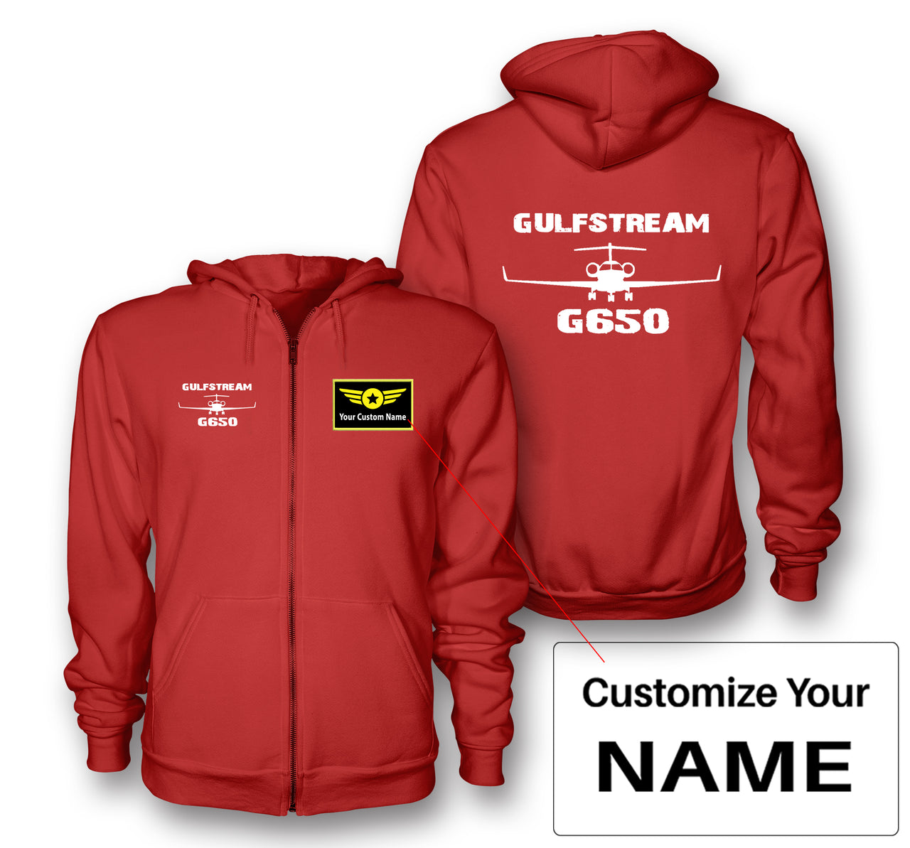 Gulfstream G650 & Plane Designed Zipped Hoodies