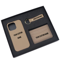 Thumbnail for Your Custom Name Design Pebble Leather Phone Case For iPhone Keychain Card Holder Business Gift Set