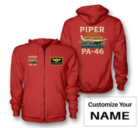 Thumbnail for Retro Piper PA-46 Designed Zipped Hoodies