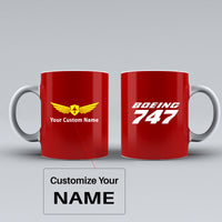 Thumbnail for Boeing 747 & Text Designed Ceramic White Mugs