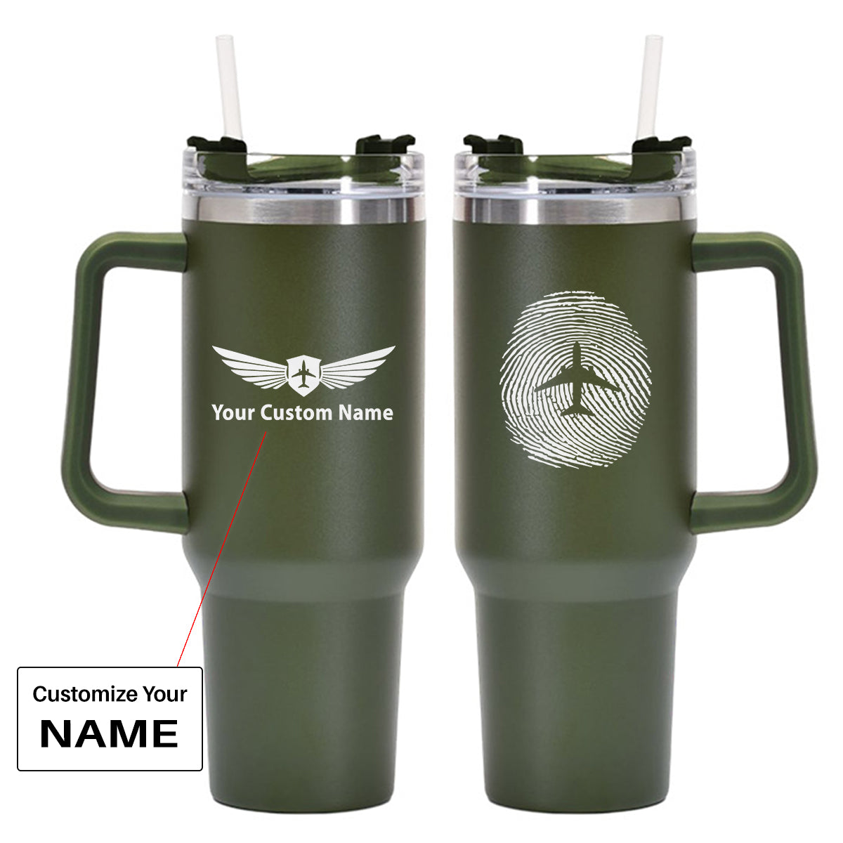 Aviation Finger Print Designed 40oz Stainless Steel Car Mug With Holder