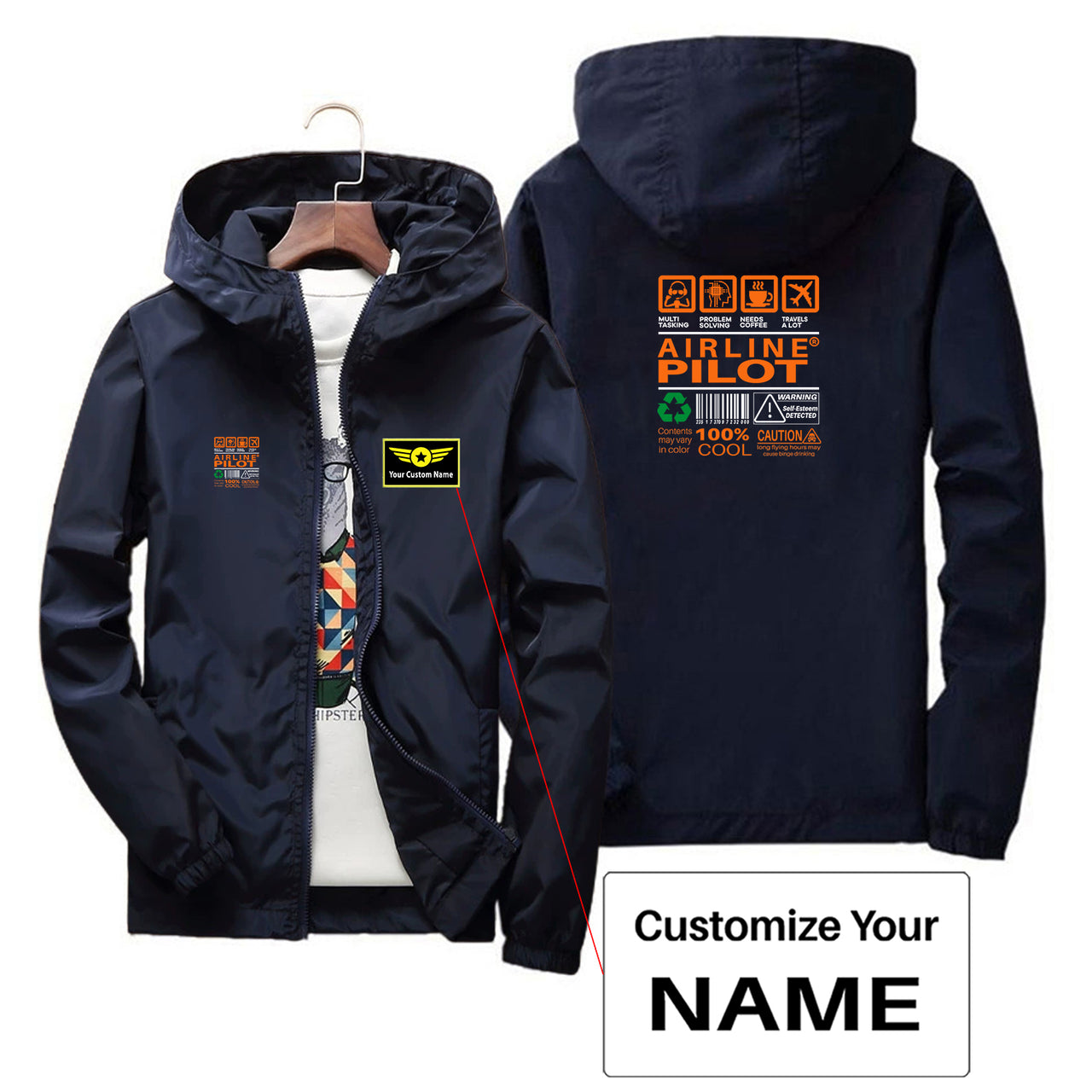 Airline Pilot Label Designed Thin Windbreaker Jackets