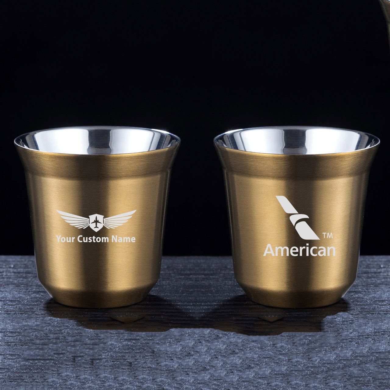American Airlines Designed Double Wall Stainless Steel Coffee Mugs