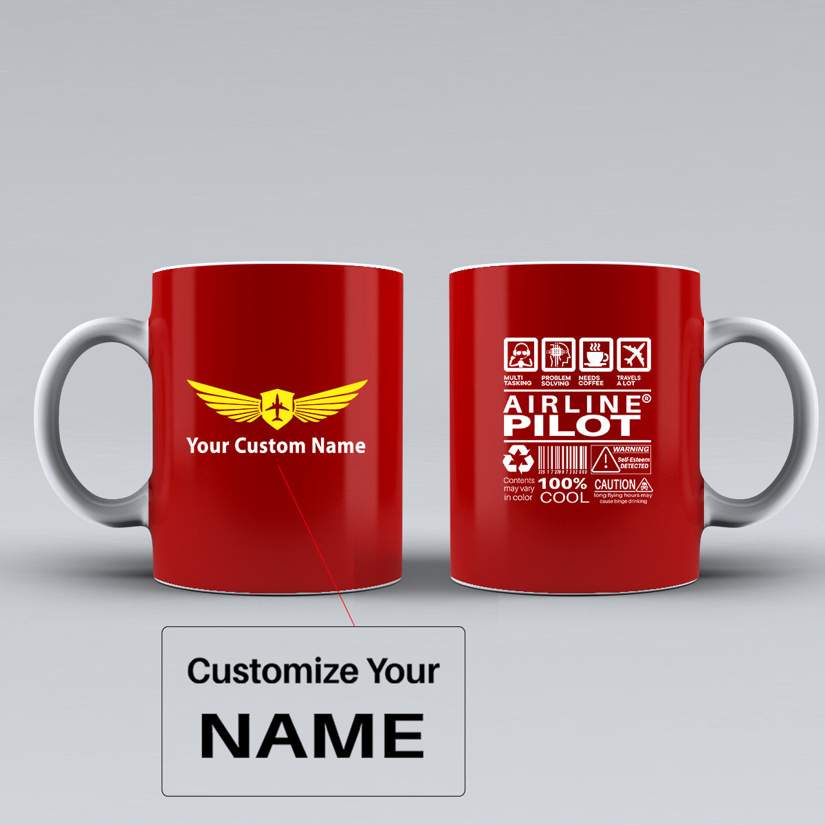 Airline Pilot Label Designed Ceramic White Mugs
