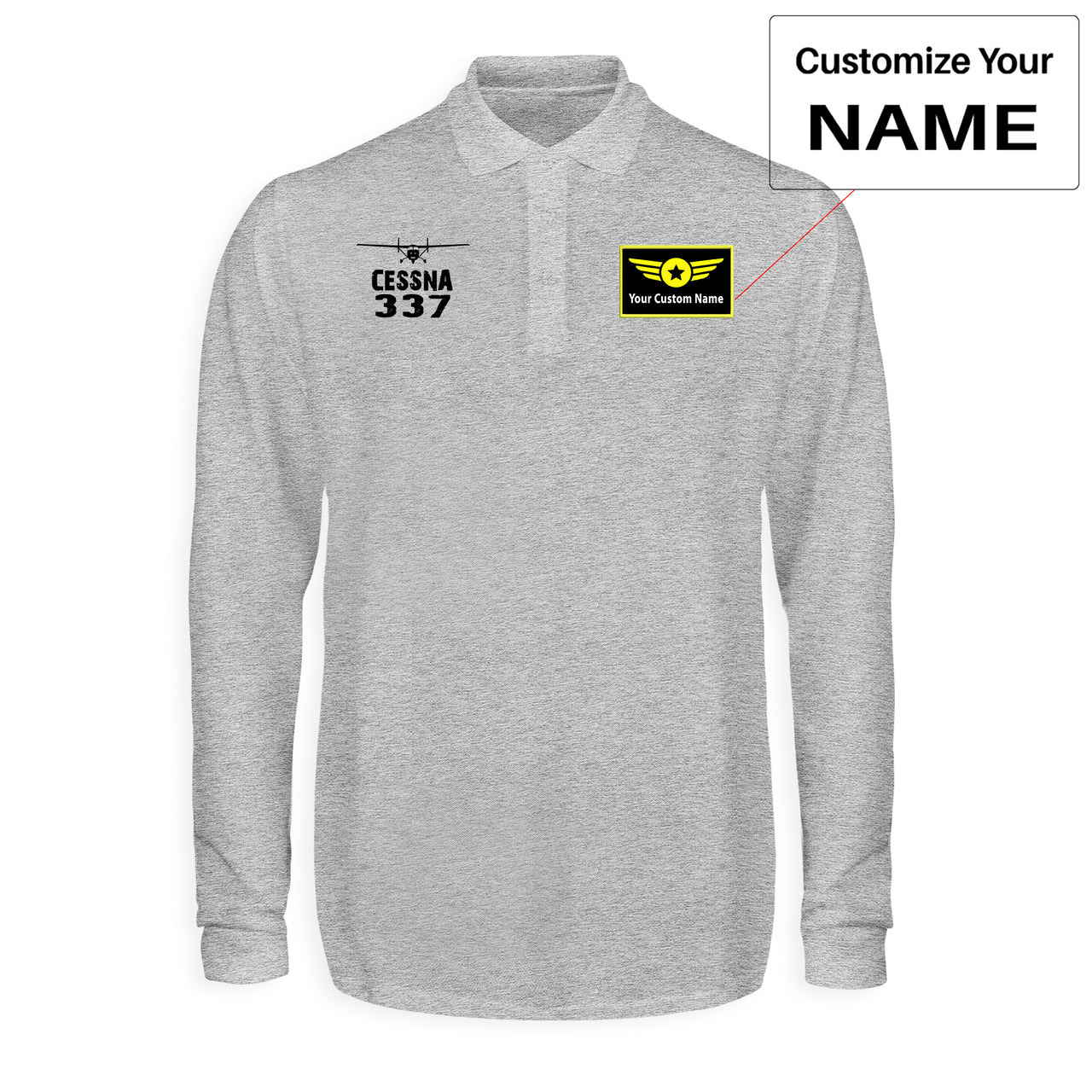 Cessna 337 & Plane Designed Long Sleeve Polo T-Shirts