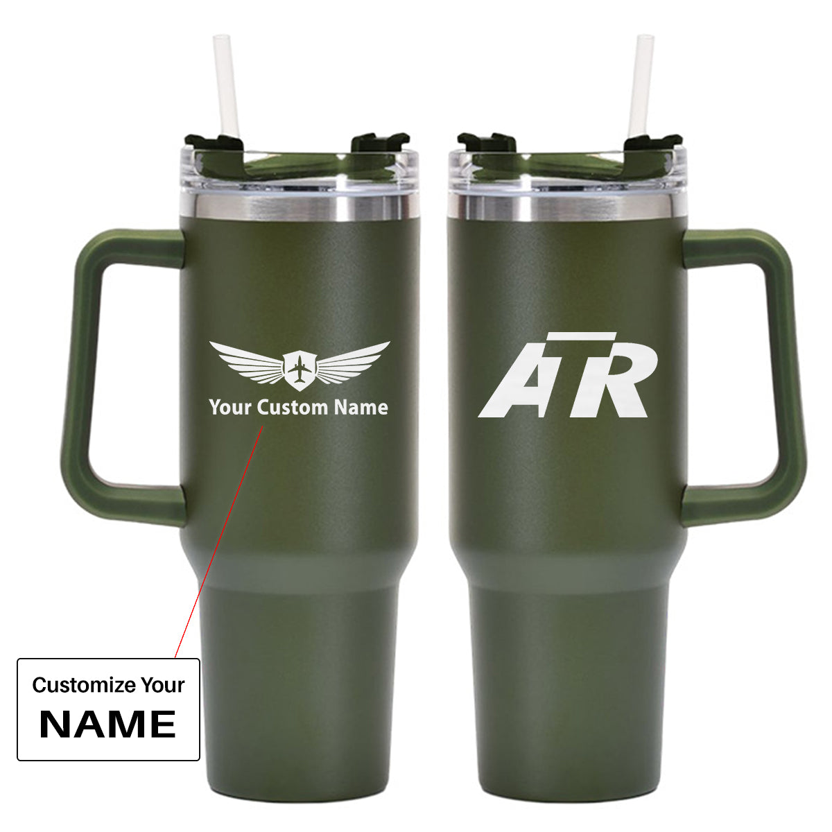 ATR & Text Designed 40oz Stainless Steel Car Mug With Holder