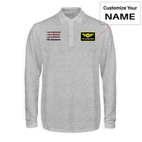 Thumbnail for I Fix Airplanes Designed Long Sleeve Polo T-Shirts