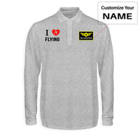 Thumbnail for I Love Flying Designed Long Sleeve Polo T-Shirts