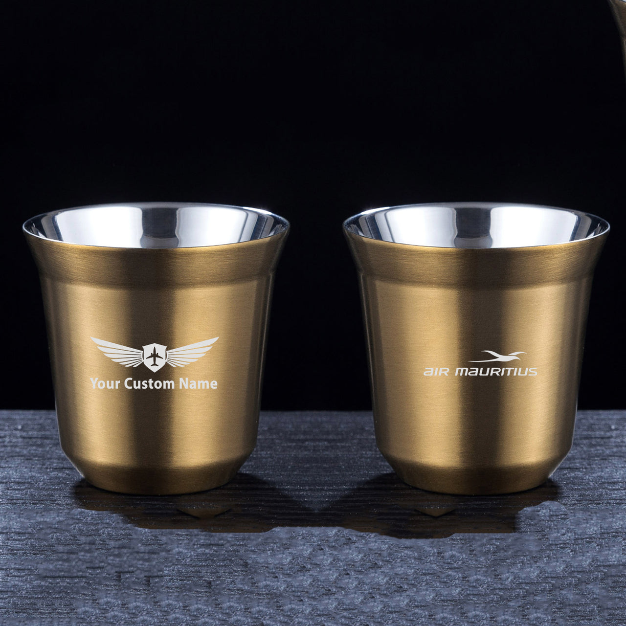 Air Mauritius Airlines Designed Double Wall Stainless Steel Coffee Mugs
