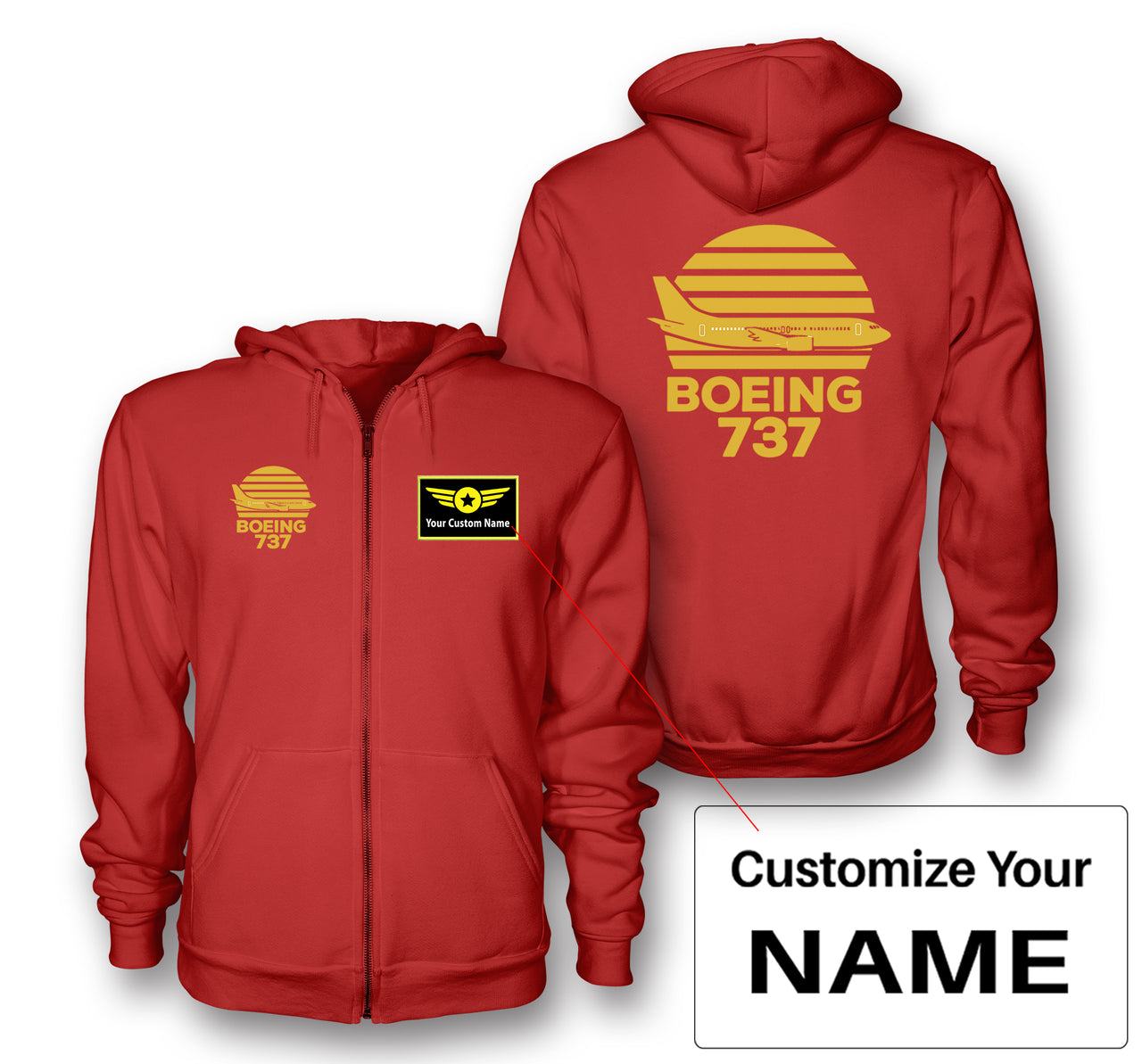 Retro Boeing 737 Designed Zipped Hoodies