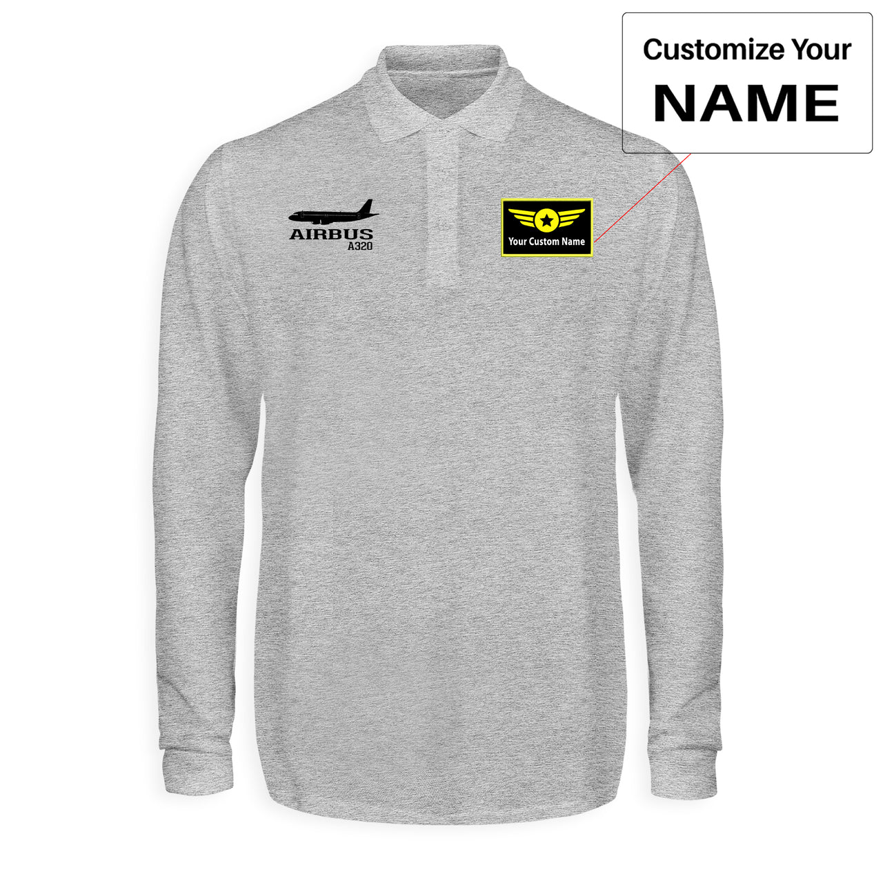 Airbus A320 Printed Designed Long Sleeve Polo T-Shirts