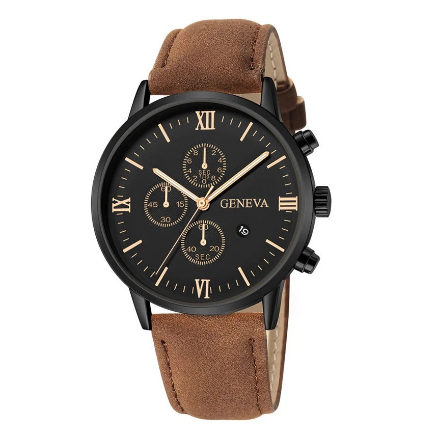 Quartz Watch Men Roman Dial Watch Fashion Round Date Quartz Watch