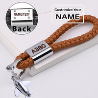 Thumbnail for A380 Flat Text Designed Leather Car Key Chains