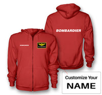Thumbnail for Bombardier & Text Designed Zipped Hoodies