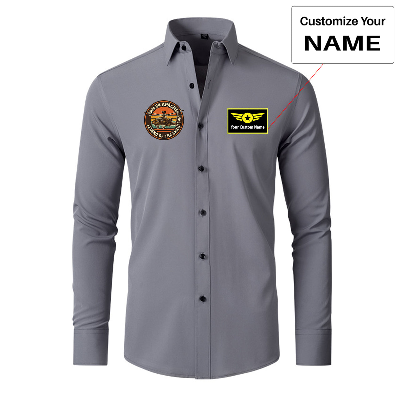 Retro Apache AH-64 Designed Long Sleeve Shirts
