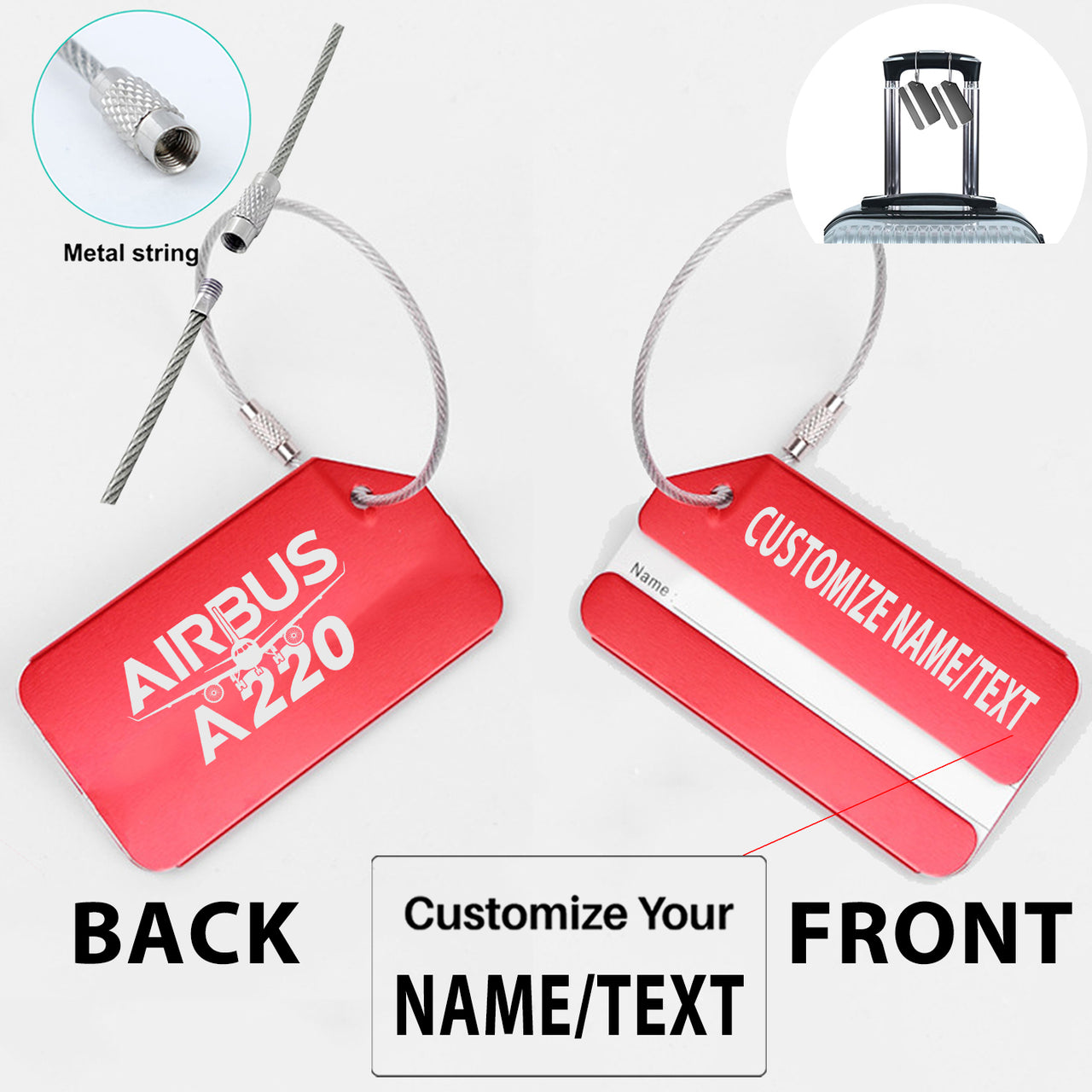 Amazing Airbus A220 Designed Fashion Metal Luggage Tags