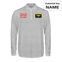 Thumbnail for Remove Before Flight Designed Long Sleeve Polo T-Shirts