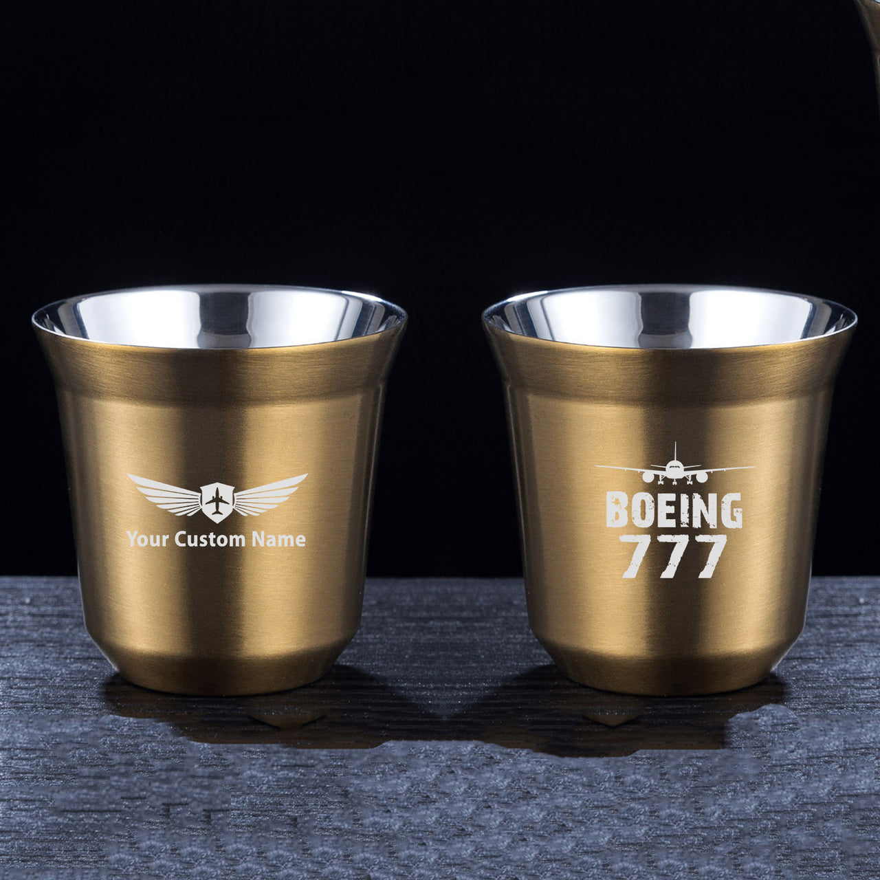 Boeing 777 & Plane Designed Double Wall Stainless Steel Coffee Mugs