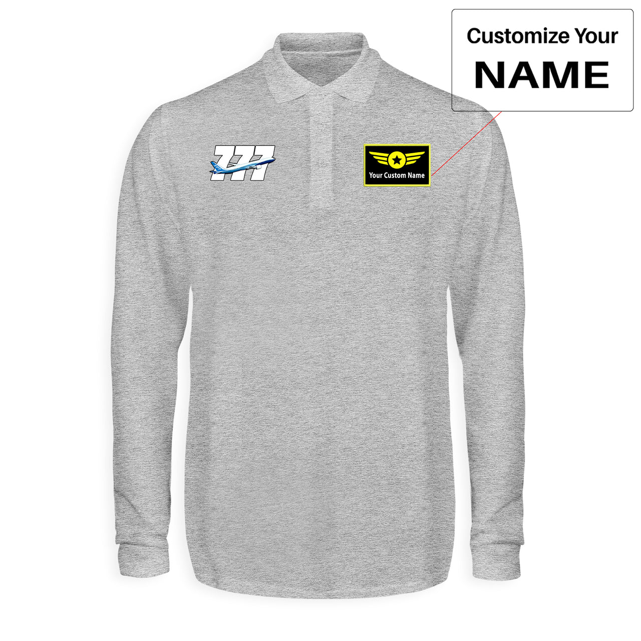 Super Boeing 777 Designed Long Sleeve Polo T-Shirts